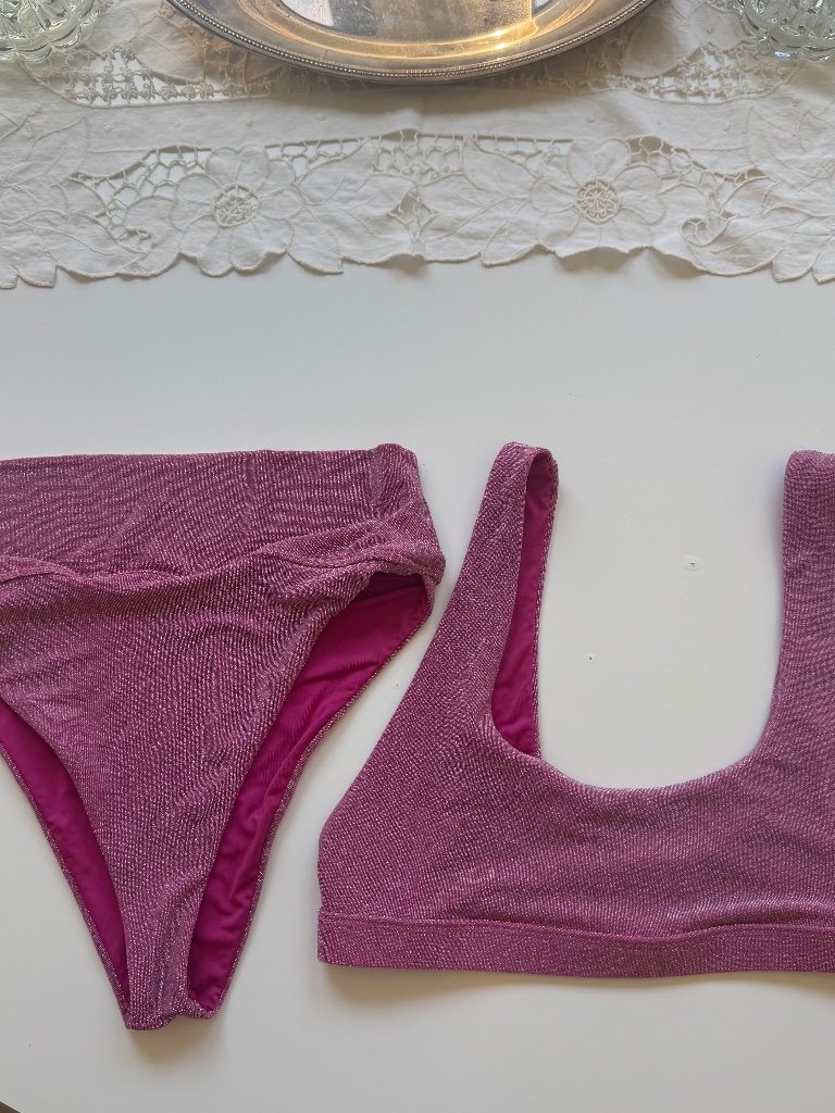 Beach Riot Fuchsia Purple Shine Swim Suit